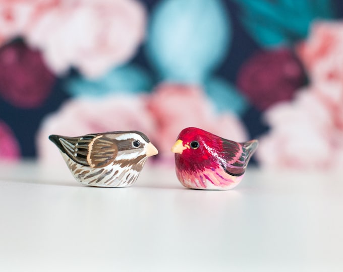 Purple Finch Pair-  Miniatures