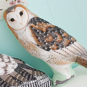 Large Owl Plushie Choose One Screech Owl Barn Owl Bird Pillow Nature Home Decor Nursery Decor Gift for Him Mother's Day image 2