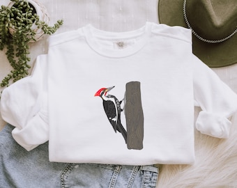 Pileated Woodpecker Sweatshirt: Comfort Colors Crew Neck for Bird Lovers