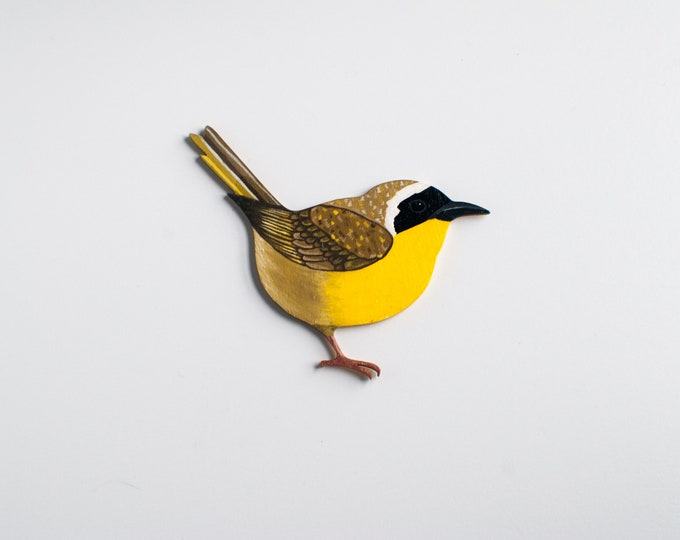 Common Yellowthroat Wooden Wall Art | Bird Wall Hanging | 5" Wooden Bird Wall Hanging | For Bird Nerds