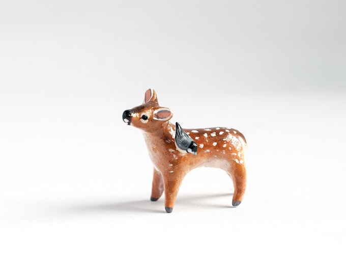 Fawn + Chickadee: Best Friends Animal Collection | Clay Animal Figurines