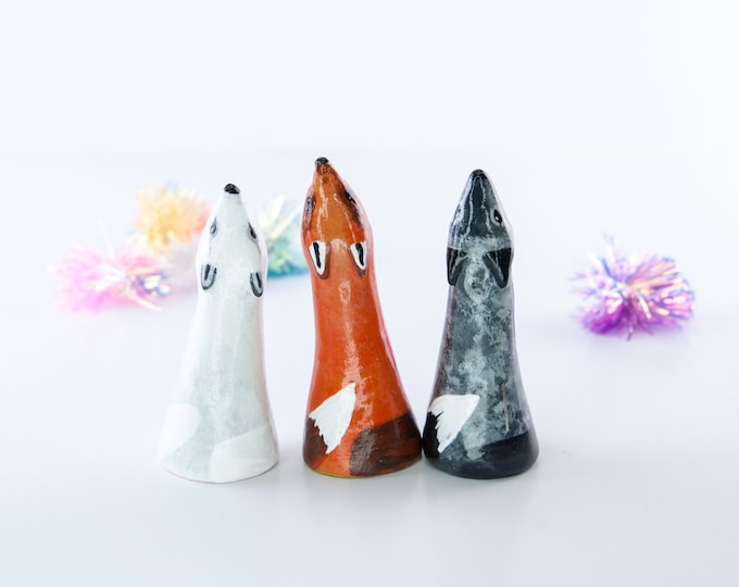 Choose Fox Ring Holder | Arctic, Red, or Silver Fox Ring Cone | Jewelry Organizer