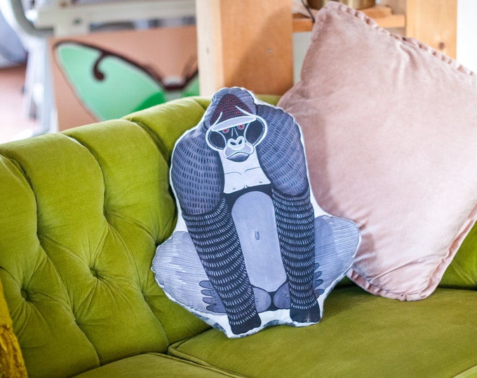 Gorilla Plushie / Stuffed Animal / Gorilla Pillow / Original Illustration