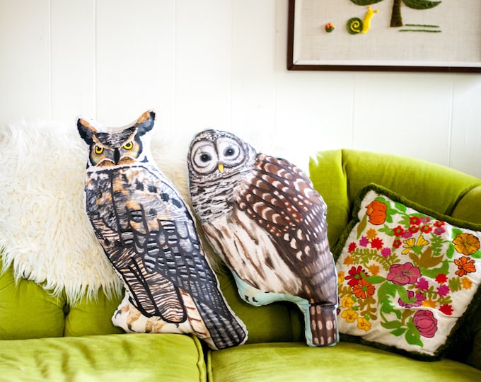 Large Owl Plushie / Choose Between Long Eared Owl or Barred Owl / Owl Pillow