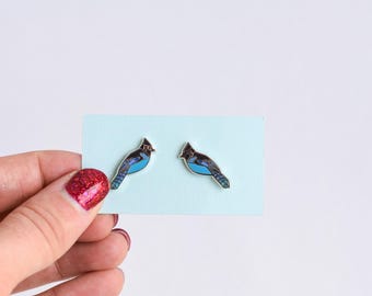 Stellar's Jay Enamel Earrings: .925 Sterling Silver Posts