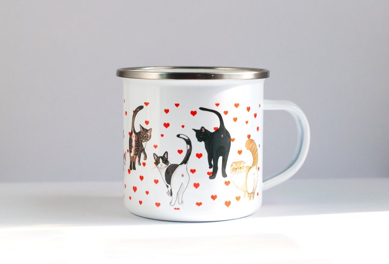 Cat Butt ENAMEL Coffee Mug  Funny Cat Coffee Mug  10oz image 0