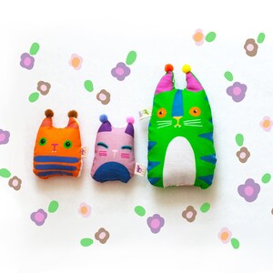 Derpy Little KitteHs Mini Plushies | Set of 3 | Funny Decor | Cute Little Cat Pillows |