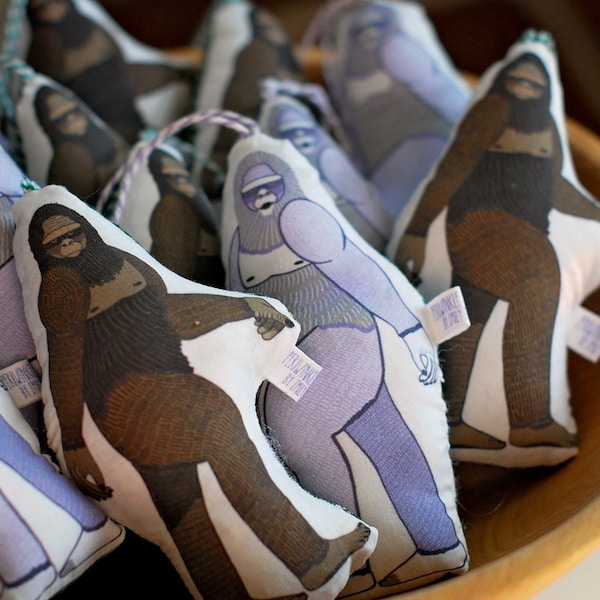 Bigfoot Sachet Ornament: Yeti or Sasquatch, Lavender or Balsam Fir