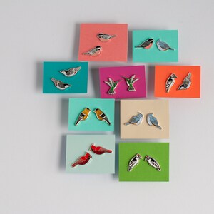 Redwing Blackbird Earrings | Enamel Jewelry | Stud Earrings | Song Bird | Post Earrings | Bird Jewelry image 7