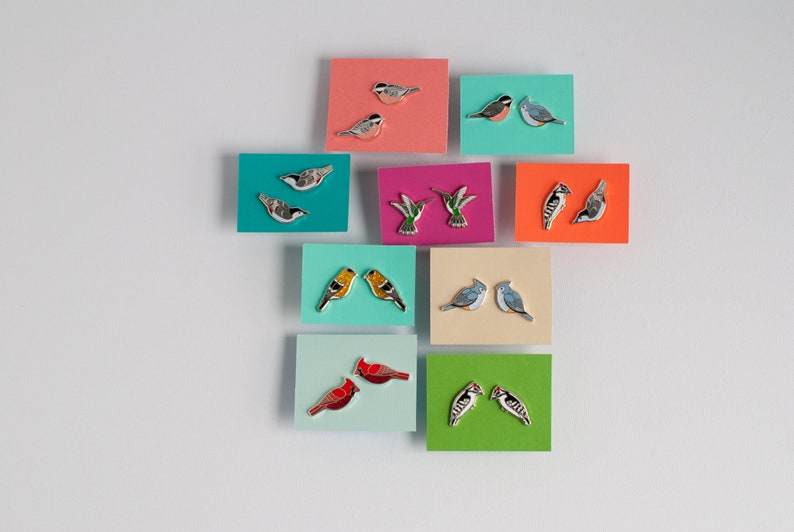 Redwing Blackbird Earrings | Enamel Jewelry | Stud Earrings | Song Bird | Post Earrings | Bird Jewelry image 7