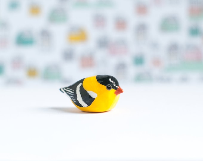 Goldfinch Miniature | Bird Figurine | American Goldfinch | Songbird Figurine