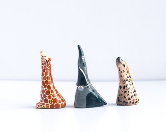 Choose Your African Animal Ring Cone | Animal Ring Holder | Jewelry Display | Ring Dish | Choose Giraffe, Giant Anteater, or Hyena