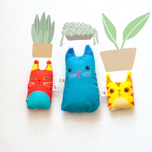 Derpy Little KitteHs Mini Plushies | Set of 3 | Funny Decor | Cute Little Cat Pillows |