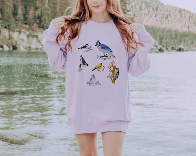 Backyard Birds Sweatshirt | Comfort Color Sweatshirt | Bird Watcher Gift | Gift for Nature Lover | Cute Bird Shirt | Unique Bird Lover Gift