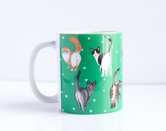 Funny Cat Butt Coffee Mug | Whimsical Feline Illustration, 11oz