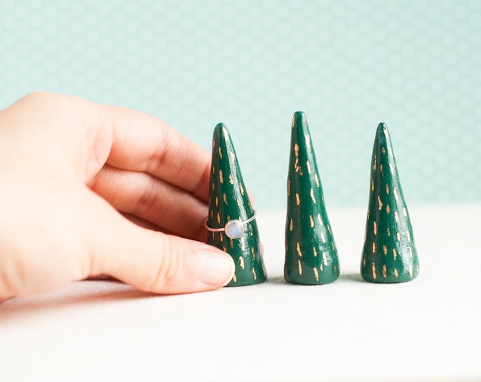 Pine Tree Ring Holder | Tree Ring Cone | Jewelry Display | Ring Dish | Fir Tree | Evergreen