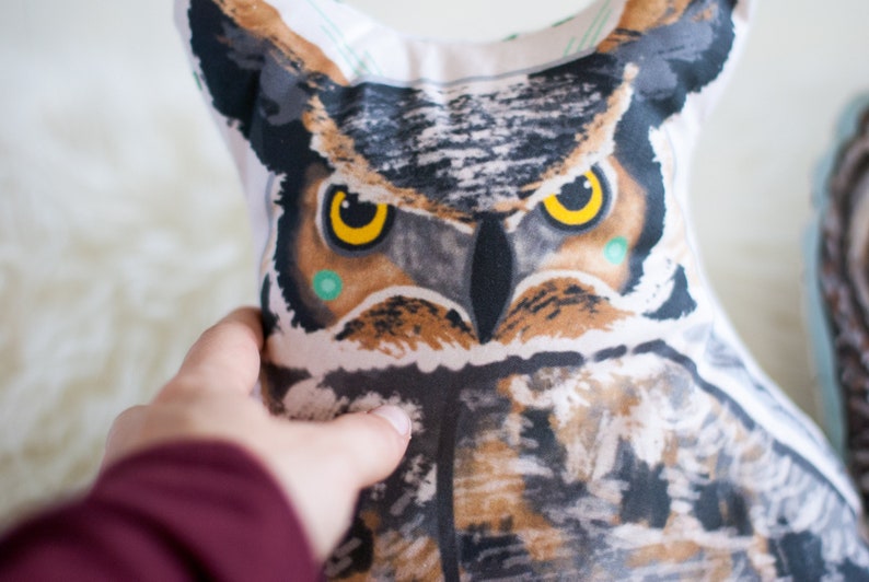 Large Owl Plushie / Choose Between Long Eared Owl or Barred Owl / Owl Pillow Gift for Dad Nature Lover Gift Father's Day Unique Gift image 8