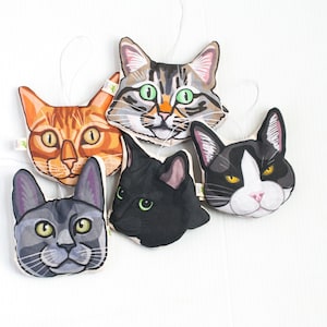 Cat Head Car Air Freshener Lavender Sachet Choose from 5 Different Cat Breeds Rear View Mirror Decoration Car Refresher image 1