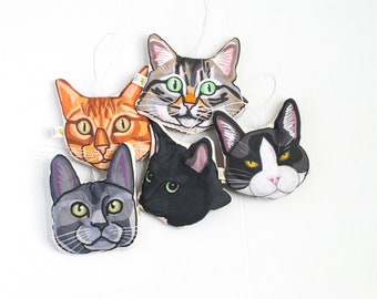 Cat Head Car Air Freshener | Lavender Sachet | Choose from 5 Different Cat Breeds | Rear View Mirror Decoration | Car Refresher