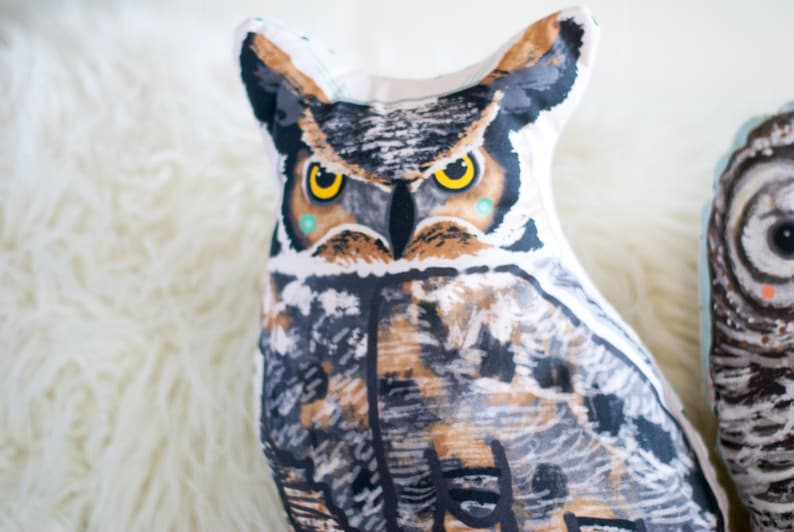 Large Owl Plushie / Choose Between Long Eared Owl or Barred Owl / Owl Pillow Gift for Dad Nature Lover Gift Father's Day Unique Gift image 10