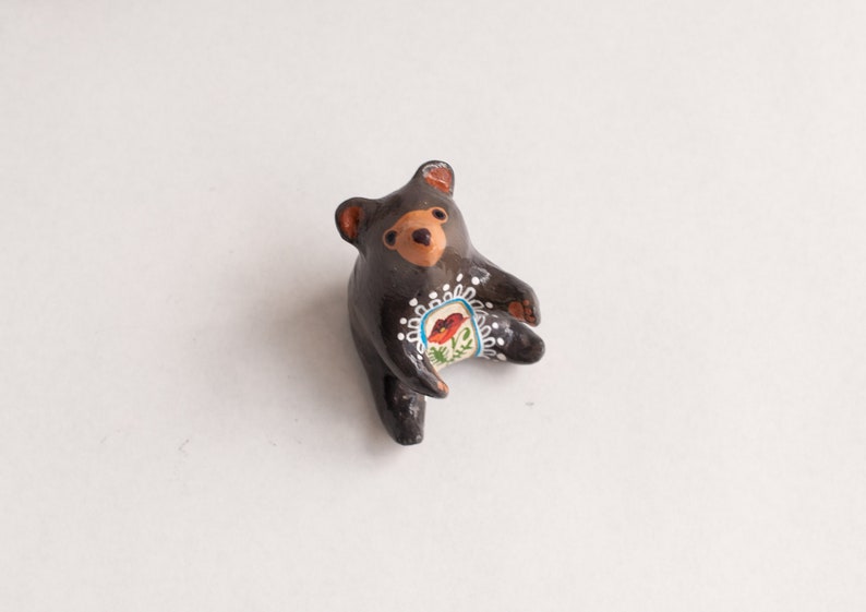 CUSTOM Parent and Baby Bear Talisman Choose Your Birth Flowers Bear Figurines Birth Flower Gift Choose Bear Species and Birth Flower image 8