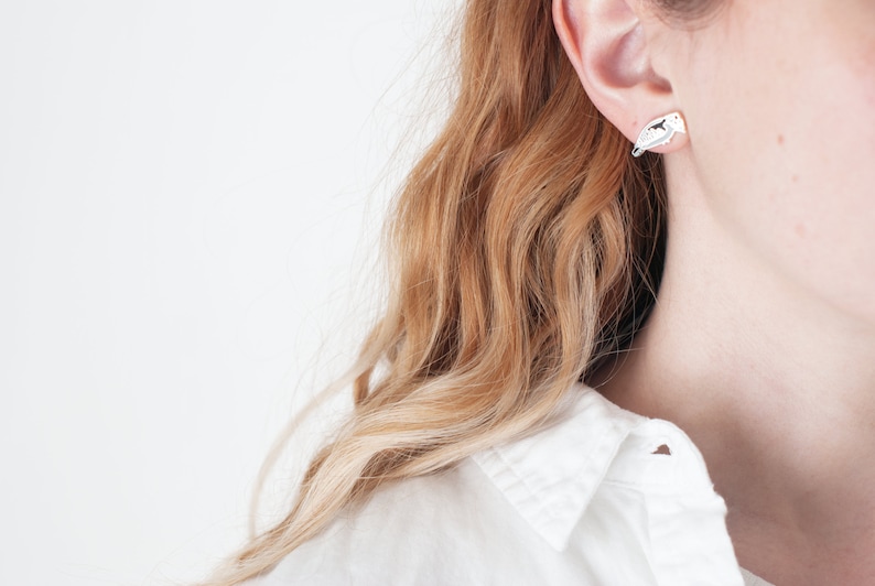 Redwing Blackbird Earrings | Enamel Jewelry | Stud Earrings | Song Bird | Post Earrings | Bird Jewelry image 6
