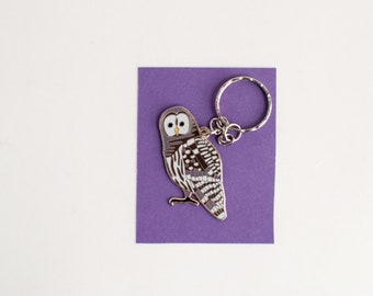 Barred Owl Keychain | 2" Owl Charm | Enamel Key Chain | Gift for Nature Lover | Gift for Dad | Father's Day Gift | For Him