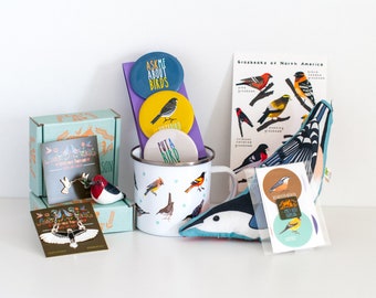 The Bird Nerd Gift Set: The Ultimate Bird Collection | Choose Your Earrings and Bird Figurine, Songbird Plushie, Pins, and more!