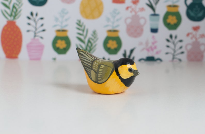 Hooded Warbler Miniature Yellow Warbler Songbird Bird Figurine image 4