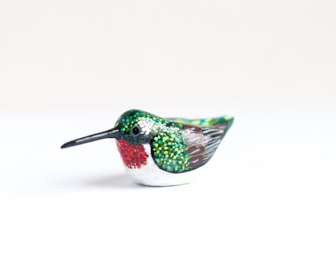 Ruby-Throated Hummingbird Miniature | Backyard Bird | Songbird | Bird Figurine