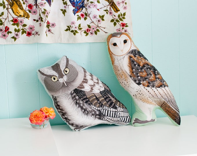 Large Owl Plushie- Choose One |  Screech Owl | Barn Owl | Bird  Pillow | Nature Home Decor|  Nursery Decor | Gift for Him |