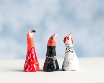 Choose Your Bird Ring Holder | Bird Ring Cone | Jewelry Display | Ring Dish | Choose Turkey Vulture, Flamingo, or Chicken