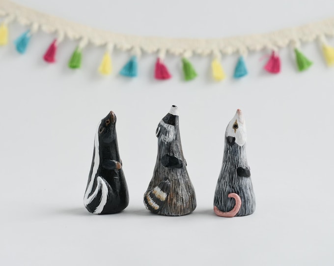 Choose Your Woodland Animal Ring Holder - Skunk, Raccoon, Opossum | Jewelry Display | Ring Cone | Cute Wild Animals | Nature Lover Gift