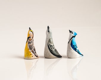 Wählen Sie Ihren Vogel Ringhalter | Vogel Ring Kegel | Schmuck-Display | Ring Schale | Zur Auswahl stehen Blauhäher, Wiesenvogel oder Spottvogel