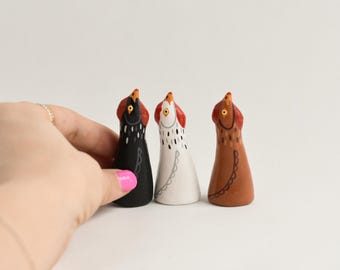 Hand Painted Chicken Ring Holder: Polymer Clay Jewelry Display