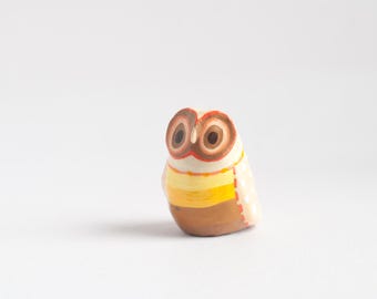 Geometric Owl Figurine: Hand Sculpted Polymer Clay Totem