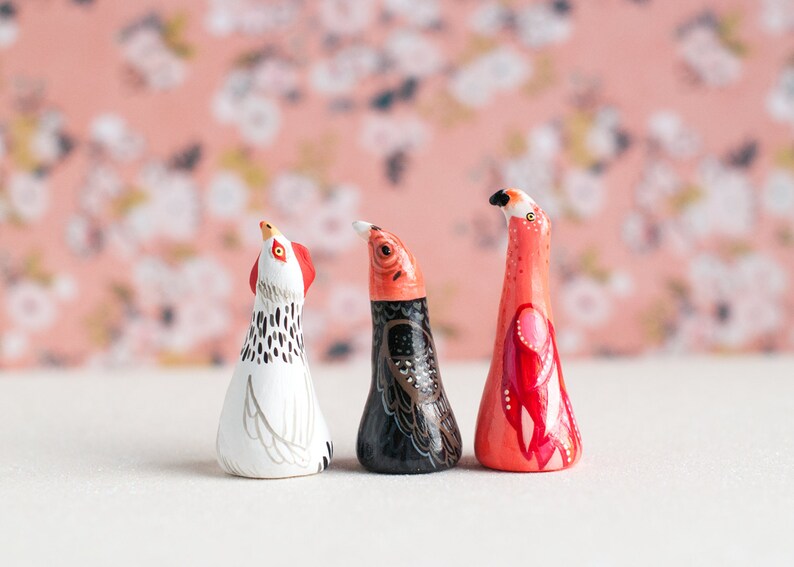 Choose Your Bird Ring Holder Bird Ring Cone Jewelry Display Ring Dish Choose Turkey Vulture, Flamingo, or Chicken image 5