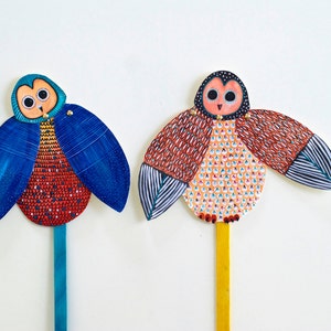 DIY Set of 2 Owl Articulated Dolls / Owl Puppet / DIGITAL DOWNLOAD / Party Favor for Birthday image 1