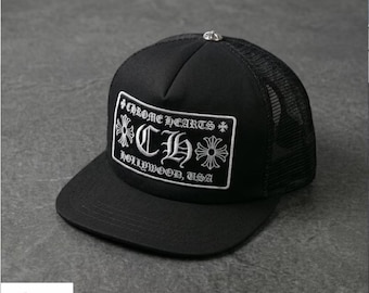 Black Mesh Trucker Cap | Embroidered Snapback Hat | Unisex Streetwear Cap | Luxury Inspired Urban Fashion Hat