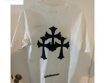 Handmade Chrome Hearts Style White T Shirt | Luxury Streetwear Graphic Tee | Unisex Oversized Fashion Shirt | Gothic Urban Cotton Top