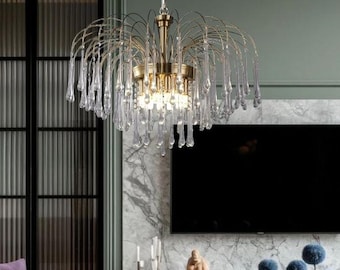 Clear Raindrop Chandelier, Italian Design Pendant Light Fixture