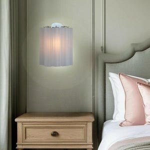 White Murano Style Pipe Glass Sconce, Italian Design Wall Light, Ambient Lighting