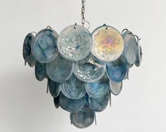 Lámpara de araña de cristal azul estilo Murano, lámpara de araña de lujo, lámpara de araña grande, lámpara de araña, lámpara colgante, iluminación colgante, luminaria