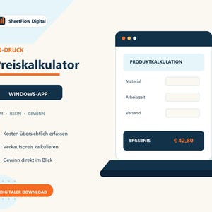 3D printing price calculator for Windows | Calculate FDM & resin costs, selling price and profit | Digital download