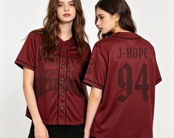 BTS World Tour ARIRANG Baseball Jersey Red PRINTED Fanmade Unisex For Fan