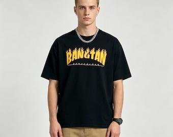 Maglietta unisex Gildan Softstyle Bangtan Sonyeondan BTS taglia L con grafica a fiamma nera