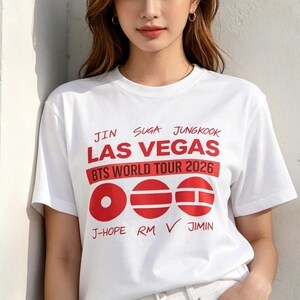 Camiseta Arirang del BTS World Tour 2026, regalo personalizado para fans de Army, camiseta de doble cara.
