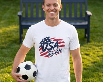 Maglietta unisex con grafica USA Soccer World Cup 2026, abbigliamento per tifosi di football americano