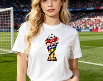 Maglietta con grafica della Coppa del Mondo FIFA 2026, tema calcio USA Football