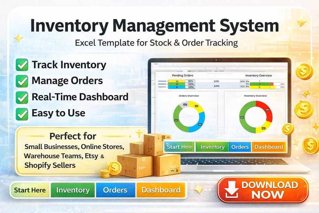Inventory Management Excel Template, Stock Tracker Spreadsheet (digital ...